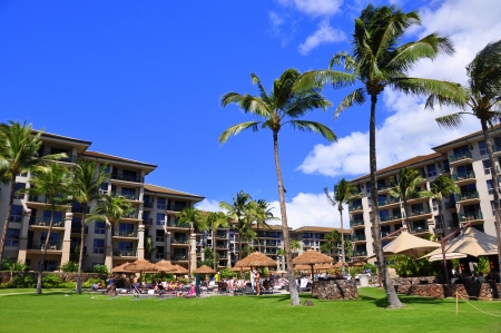 View of luxury hotel, Kaanapali, Maui, Hawaii のeditorial素材
