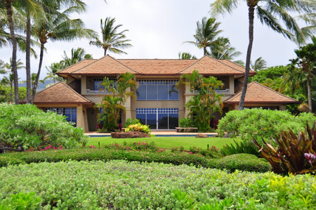 Luxurious ocean side estate home on Kaanapali Beach in West Maui のeditorial素材