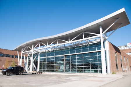 CALGARY, CANADA - SEPT 13  SAIT Polytechnic school buildings on September 13, 2013 in Calgary, Alberta  SAIT is a technology and trade school and this image shows the home building training centre のeditorial素材