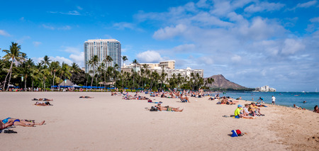OAHU, HI - JUNE 22 -The Rainbow Tower at the Hawaiian Hilton Village on Waikiki beach on June 22, 2013  The Hawaiian Hilton Village is very popular with families traveling to Hawaii のeditorial素材