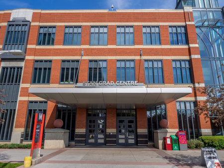 SAIT Polytechnic school buildings on July 2, 2014 in Calgary, Alberta  SAIT is a technology and trade school and this image shows the Stan Grad Centre  のeditorial素材