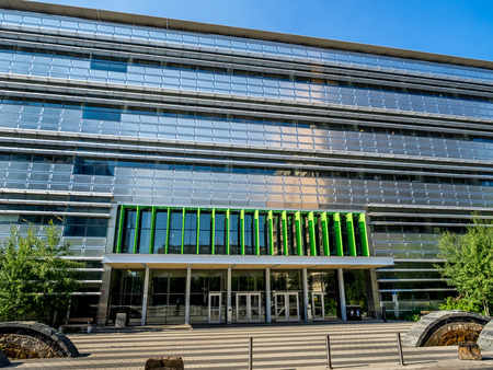 The Energy, Environment and Experiential Learning center at the University of Calgary on July 13, 2014 in Calgary, Alberta Canada  The building is a new high tech facility  のeditorial素材