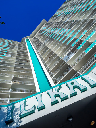 The Ilikai Hotel and Condo community in Waikiki on April 23, 2014  The Ilikai Hotel is on Waikiki beach and is very popular with tourists and condo renters  のeditorial素材