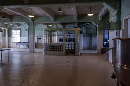 Decayed Alcatraz Island interior kitchen facilities.のeditorial素材