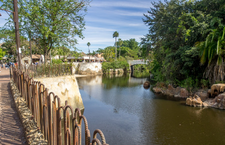 the Animal Kingdom Theme Park at Disney World in Orlando Florida. Visible are buildings in the African section of the Park.のeditorial素材
