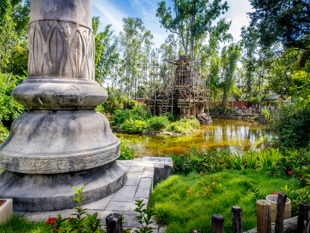 the Animal Kingdom Theme Park at Disney World in Orlando Florida. Visible are buildings in the Asia section of the Park.のeditorial素材