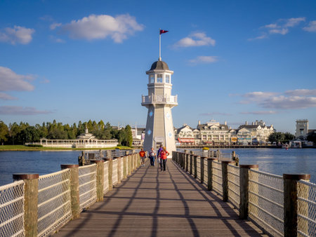 Lighthouse at the Disney Yacht Club Hotel at the Epcot Center, Disney World.のeditorial素材