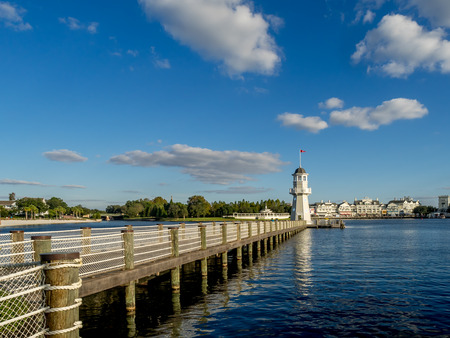 Lighthouse at the Disney Yacht Club Hotel at the Epcot Center, Disney World.のeditorial素材