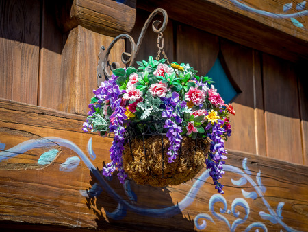 Flowers on building in the Fantasy Land area within Dinsey World.のeditorial素材