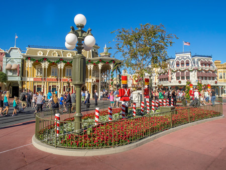 Main Street USA, Magic Kingdom park view and buildings in Orlando, Florida. Magic Kingdom is the most visited theme park in the world.のeditorial素材