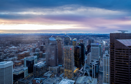View of Calgary during a cold winter day. View is from a skyscraper.のeditorial素材