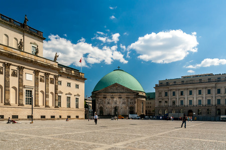 Green domed St-Hedwigs-Kathedrale in Berlin, Germany.のeditorial素材