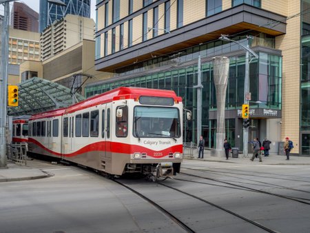 C-Train in Calgary on March 25, 2015 in Calgary, Alberta. The C-train is Calgary\\