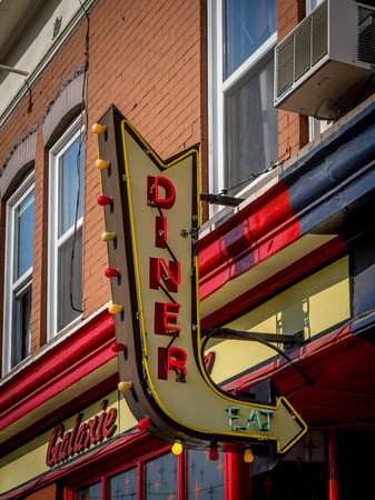 Galaxy Diner on May 24 2015 in Calgary Alberta Canada. Galaxy Diner is a trendy breakfast restaurant located in Calgary's 17th Ave district.のeditorial素材