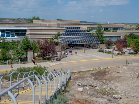 Elevated view of the Royal Tyrrell Museum on July 4, 2015 in Drumheller Alberta Canada. The museum is famous for its palaeontology research and 130,000 fossils.のeditorial素材