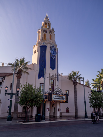 ANAHEIM, CALIFORNIA - FEBRUARY 12: Carthay Circle building at Disney California Adventure Park on February 12, 2016 in Anaheim, California. Disney California Adventure Park is themed after the history and culture of California.のeditorial素材