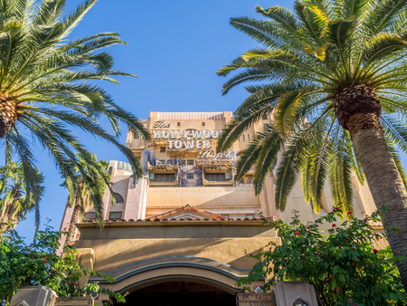 ANAHEIM, CALIFORNIA - FEBRUARY 15: Hollywood Tower of terror ride at Disney California Adventure Park on February 15, 2016 in Anaheim, California. Disney California Adventure Park is themed after the history and culture of California.のeditorial素材
