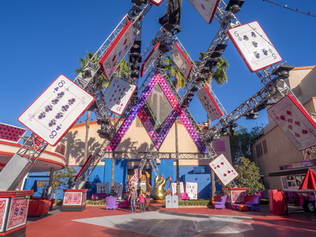 ANAHEIM, CALIFORNIA - FEBRUARY 15: Detail of mad hatter stage in Hollywood Studios at Disney California Adventure Park on February 15, 2016. Disney California Adventure Park is themed after the history and culture of California.のeditorial素材