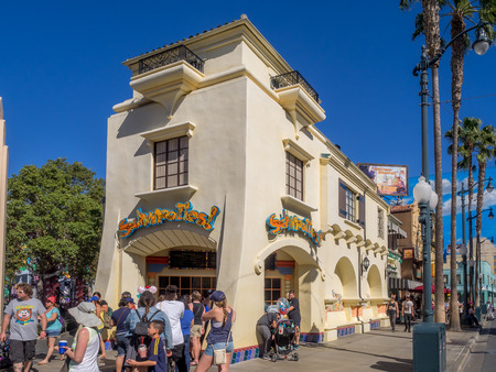ANAHEIM, CALIFORNIA - FEBRUARY 15: Facades of buildings at Hollywood Studios at Disney California Adventure Park on February 15, 2016. Disney California Adventure Park is themed after the history and culture of California.のeditorial素材