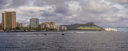 Famous Waikiki Beach on the Hawaiian island of Oahu.