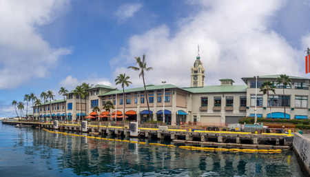 HONOLULU, HI - AUG 6: View of the new Aloha Tower Market Place on August 6, 2016 in Honolulu, Hawaii. Newly renovated Aloha Tower Marketplace is the gateway to Honolulu Harbor.のeditorial素材