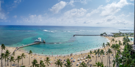 Famous Waikiki Beach on the Hawaiian island of Oahu.のeditorial素材