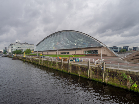 GLASGOW SCOTLAND - JULY 22: The Glasgow Science Centre along the River Clyde on July 22, 2017 in Glasgow Scotland. The Science Centre is a popular Glasgow attraction.のeditorial素材
