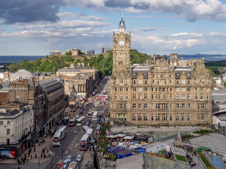 EDINBURGH, SCOTLAND - JULY 27: View of Edinburgh's Balmoral Hotel on July 27, 2017 in Edinburgh...