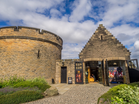 EDINBURGH, SCOTLAND - JULY 29: External facades of buildings at Edinburgh Castle on July 29, 2017 in Edinburgh Scotland. Edinburgh Castle is full of many ancient buildings.のeditorial素材