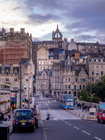 Old Town Edinburgh skyline in Scotland's famous capital city.のeditorial素材