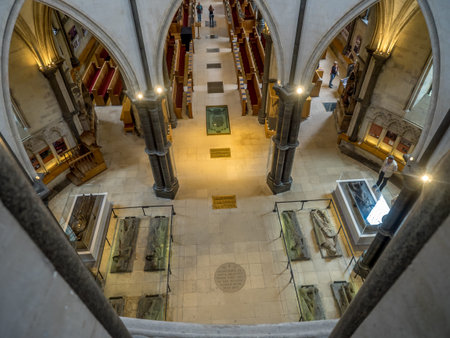 LONDON UK - AUG 3: the impressive Temple Church in the City of London on August 3, 2017. Temple...
