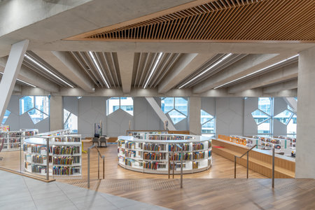 Calgary, Alberta - December 15, 2018: Interior of Calgary`s new Central Branch of the Calgary Public...
