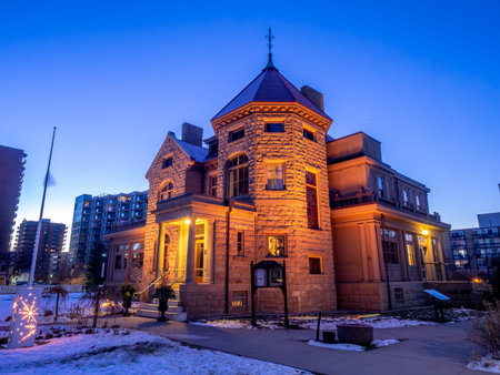 Lougheed House in Calgary Alberta. Also known as Beaulieu, was home to Senator James Alexander Lougheed, Lady Isabella Hardisty Lougheed It is now restored as a museum, restaurant and heritage propertyのeditorial素材
