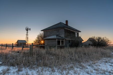 An old abandoned farm in rural Alberta.の写真素材