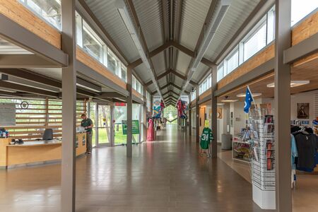 Interior of the visitor centre at Batoche National Historic site in Saskatchewan.のeditorial素材