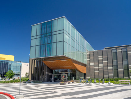 Calgary, Alberta - July 7, 2017: Modern buildings on the University of Calgary campus. The campus has undergone a major expansion in recent years.のeditorial素材