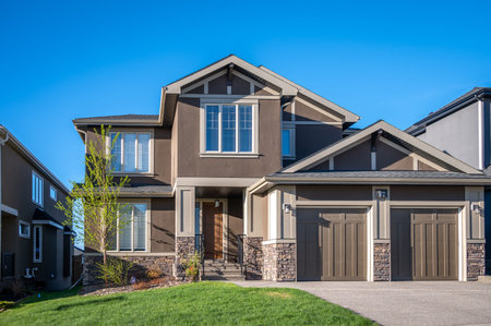 Calgary, Alberta - May 29, 2021: Beautiful modern suburban home in Calgary, Alberta.のeditorial素材