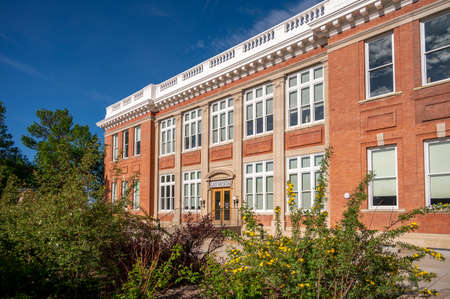 Lethbridge, Alberta - June 13, 2021: The exterior facade and grounds of the Galt Museum in Lethbridge.のeditorial素材