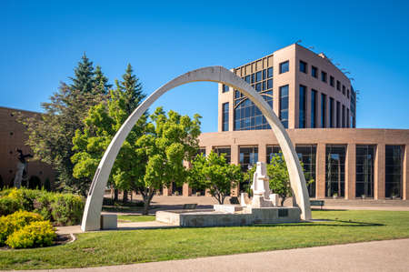 Lethbridge, Alberta - June 13, 2021:  Lethbridge's city hall on a warm summer day.のeditorial素材