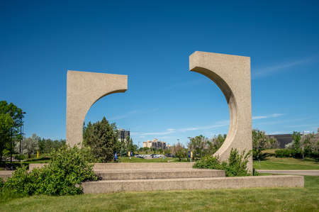 Lethbridge, Alberta - June 13, 2021:   Facade of buildings at the University of Lethbridge.のeditorial素材