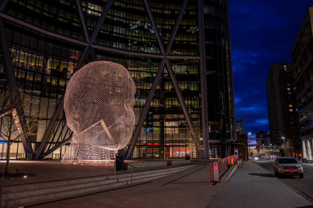 Calgary, Alberta - January 30, 2022: View of the Wonderland sculpture outside the Bow Tower in Calgary.のeditorial素材