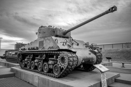 Calgary, Alberta - January 30, 2022: View of a Sherman tank at the Calgary Military Museum.のeditorial素材