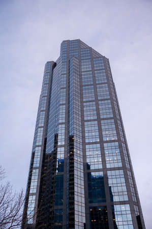 Calgary, Alberta - January 30, 2022: View of modern office towers in urban Calgary in winter.のeditorial素材