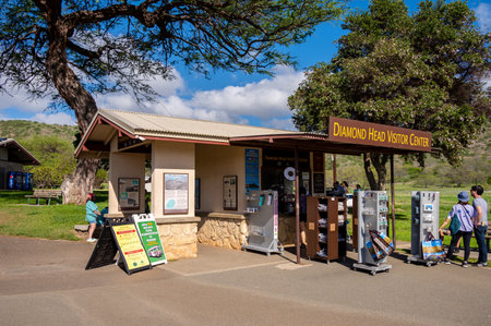 Honolulu, Hawaii - December 27, 2022:  the Diamond Head Visitor Center at the Diamond Head State Monument.のeditorial素材