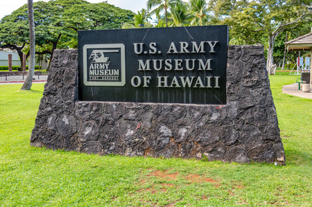 Honolulu, Hawaii - January 1, 2022: Sign of the U.S. .Army Museum of Hawaiiのeditorial素材