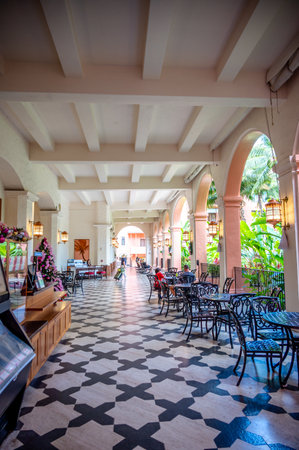Honolulu, Hawaii - January 1, 2022: interior view of the Royal Hawaiian Hotel in Waikiki.のeditorial素材