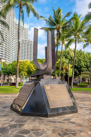Honolulu, Hawaii - January 2, 2023: Brothers in Valor memorial at Fort DeRussy in Waikiki.のeditorial素材