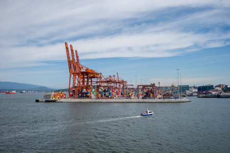 Vancouver, Canada July 24, 2022: Vancouver port handles approximately 400,000 vehicles annually, making the Port of Vancouver one of the top three ports on the west coast of North America.のeditorial素材