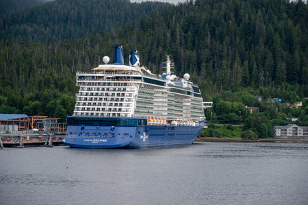 Sitka, Alaska - July 26, 2022 - View of the Celebrity Eclipse  while docked at Sitka, Alaska.のeditorial素材