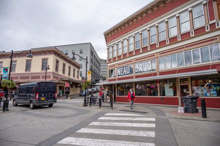 Juneau, Alaska - July 27, 2022: Central Juneau Alaska is home to many tourist shops, restaurants and landmarks.のeditorial素材